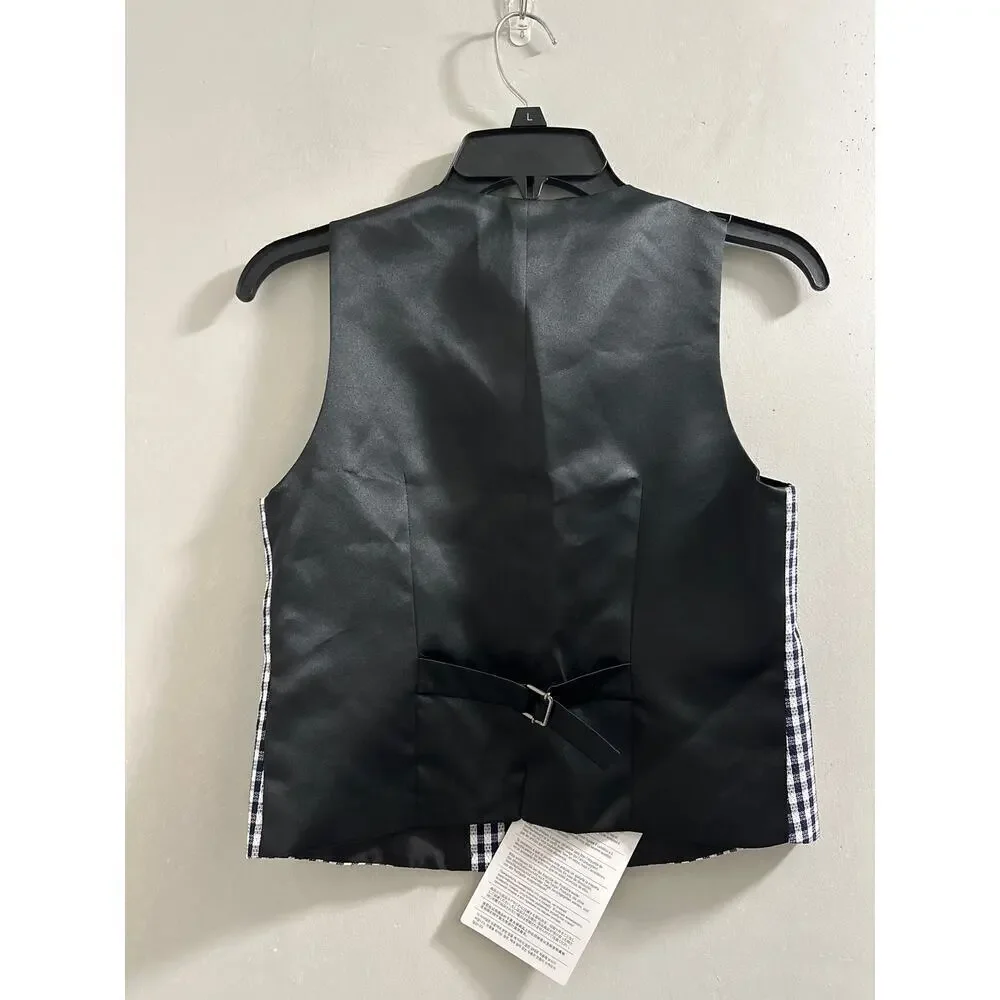🔥FLASH SALE🔥‎ tagliatore kids vest checkered print navy and white size 8 boys